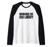 Remember the USS Liberty - Bold American Flag Font Raglan Baseball Tee
