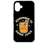 "Remember to Drink Juice" Cute Funny Orange Juice Case for iPhone 16 Plus