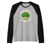 Remember to Eat Greens Cute Broccoli Character Raglan Baseball Tee