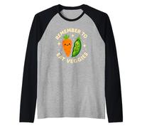 Remember to Eat Veggies Carrot and Peas Cute Raglan Baseball Tee