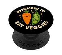 "Remember to Eat Veggies" Cute Carrot and Peas PopSockets Adhesive PopGrip