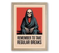 Remember to Take Regular Breaks Typography Framed Wall Art Print A1 (84.1×59.4cm) Oak, Wall Decor for Living Room, Bedroom, Office & Home, Ready to Hang, Art Gift