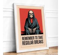 Remember to Take Regular Breaks Typography Framed Wall Art Print A1 (84.1×59.4cm) White, Wall Decor for Living Room, Bedroom, Office & Home, Ready to Hang, Art Gift