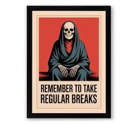 Remember to Take Regular Breaks Typography Framed Wall Art Print A2 (59.4×42cm) Black, Wall Decor for Living Room, Bedroom, Office & Home, Ready to Hang, Art Gift