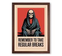 Remember to Take Regular Breaks Typography Framed Wall Art Print A3 (42×29.7cm) Walnut, Wall Decor for Living Room, Bedroom, Office & Home, Ready to Hang, Art Gift