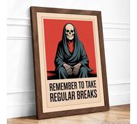 Remember to Take Regular Breaks Typography Framed Wall Art Print A4 (29.7×21cm) Walnut, Wall Decor for Living Room, Bedroom, Office & Home, Ready to Hang, Art Gift