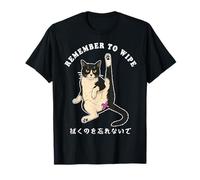 Remember To Wipe It Japanese Funny Cat Meme T-Shirt