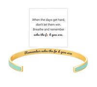 Remember Who The F You Are Minimalist Motivational Color Tensor Bangle-Laser Engraved Inspirational Cuff Bracelet-18K GOLD&Silver Plated Stainless Steel-Don't Let The Hard Days Win-Opening Adjustable