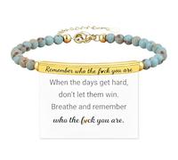 Remember Who The F You Are Turquoise Bracelet, Tiger Eye Stone Beaded Inspirational Bracelets for Women, Personalized Motivational Tube Bracelets Faith Jewelry Gift for Her (#5)