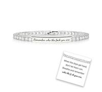 Remember Who The Fuck You Are Crystal Bracelet, Motivational Tube Bracelet, Dont Let The Hard Days Win Bracelet, Personalized Snap Crystal Bracelet, Unique Gift for Women Men (Silver)