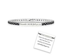 Remember Who The Fuck You Are Crystal Bracelet, Motivational Tube Bracelet, Dont Let The Hard Days Win Bracelet, Personalized Snap Crystal Bracelet, Unique Gift for Women Men (Black)