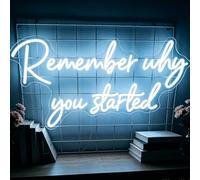 Remember Why You Started Neon Sign, White LED Neon Light for Wall Decor Dimmable USB Light Up Sign for Wedding Engagement Graduation Party Man Letters LED Signs Bedroom Club Office Hotel Pub Café