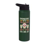 Remember with Love and Joy Dia de Muertos Stainless Steel Insulated Water Bottle
