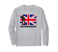 Remember WW1 Soldier Union Jack Design Remembering Veterans Long Sleeve T-Shirt