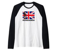 Remember WW1 Soldier Union Jack Design Remembering Veterans Raglan Baseball Tee