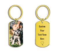 Remember Your Beloved Pet Forever - Personalized Pet Memorial Keychain with Name and Photo,Customized Memorial Keyring Gifts Gold