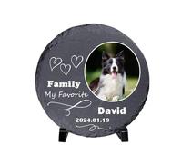 Remember Your Beloved Pet Forever - Personalized Pet Memorial Plaques with Photo Dog Cat Memorial Gifts,Sympathy Loss of Pet Gift Pet Memorial Sign with Stand (Circle, 15cm/5.9in)