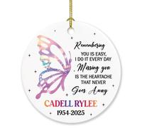 Remembering You is Easy I Do It Every Day Ornament, Personalized Choose Year & Name Butterfly Remembrance Christmas Ornament 2025, Custom in Loving Memory Xmas Ornaments Gift for Loss of Loved One