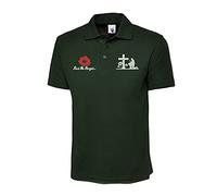 Remembrance Day Embroidered Lest We Forget Logo Polo Shirt Poppy Flower Armed Forces Day Top (Bottle Green, XL, x_l)