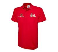 Remembrance Day Embroidered Lest We Forget Logo Polo Shirt Poppy Flower Armed Forces Day Top (HOT Pink, L, l)