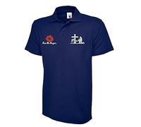 Remembrance Day Embroidered Lest We Forget Logo Polo Shirt Poppy Flower Armed Forces Day Top (Royal Blue, 3XL, 3X_l)