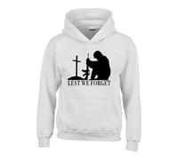 Remembrance Day Hoodie, Funny Lest We Forget Army Themed UK England Hooded Sweatshirt, Gift Unisex Top(3XL, White)