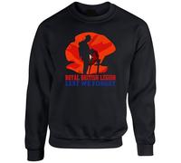 Remembrance Day Jumper, Lest We Forget Poppy Flower Grave Soldier Tribute, British Army Memorial Sweatshirt(3XL, Black)