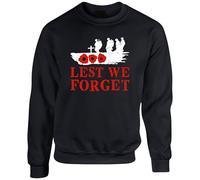 Remembrance Day Jumper, Lest We Forget Poppy Flower Soldier Tribute, British Army Memorial Sweatshirt (Black, 5 Years)