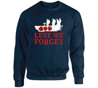 Remembrance Day Jumper, Lest We Forget Poppy Flower Soldier Tribute, British Army Memorial Sweatshirt(M, Navy)