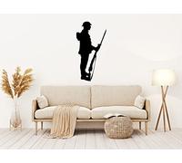 Remembrance Day Lest We Forget Soldier Vinyl Decal Poppy Day Window Wall Car Shop (58x30 cm, Black)