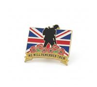 Remembrance Day Poppy Badge Enamel Pin Badge WW1 1914-1918, WW2 VE Day Union Jack Lapel UK