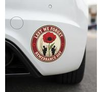 Remembrance Day Poppy Commemorative Vinyl Sticker, Military Memorial Decal, Round Design (220mm)
