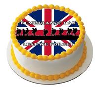 REMEMBRANCE DAY Premium Quality Edible Large 7.5 Inch Round Icing Cake Topper - Text can be Customizable - Make Celebrations Memorable with Our Charming Cake Toppers UK GIFT LEST WE FORGET D5