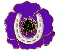 Remembrance Day Purple Poppy Enamel Pin Badge with Horse Design, Military Animals Memorial Collection, Base Metal, Size 25mm