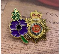 Remembrance Day Red Poppy Lape Pin Badges Enamel Brooch Gift The Queen's ER (gold purple)