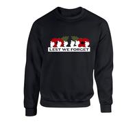 REMEMBRANCE DAY VETERAN POPPY SWEATSHIRT LEST WE FORGET UNISEX MENS WOMEN'S KIDS JUMPER(L, Black)