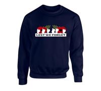 REMEMBRANCE DAY VETERAN POPPY SWEATSHIRT LEST WE FORGET UNISEX MENS WOMEN'S KIDS JUMPER(XL, Navy)