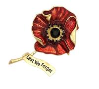 Remembrance Poppies Lapel Pin Red Poppies Flower Brooch Pins Enameled Rhinestones Brooch Memorial Day Gifts For Women Flower Pin