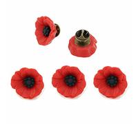 Remembrance Poppy Brooch - Lest We Forget Canadian Poppy Day Gift Veterans Memorial Lapel Pin for Women & Men, 23mm, Resin, Bronze, no gemstone