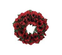 HOMESCAPES Artificial Poppy Wreath Red Poppies Remembrance Wreath with Faux Foliage, 35 cm Wide