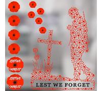 Remembrance Soldier Poppy Stickers, Lest We Forget Car Sticker Double-Sided Static Remembrance Day Window Stickers, Poppy Decorations for Glass, Car, Mug, Laptop, Mobile Phones