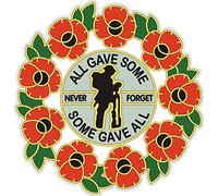 REMEMBRANCE SUNDAY POPPY CAR WINDOW STICKER - SOLDIER AND WREATH -