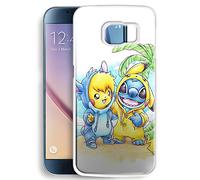 REMENDE cute Pikachu and Stitch for Samsung Galaxy S6 Edge White case
