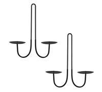 Remenna Double Armed Iron Candle Holders Metal Wall Candle Sconce Holder Set of 2 Black Modern Wall Candle Sconces Hanging for Living Room, Farmhouse, Fireplace, Wedding