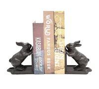 Remenna Rabbit Bookends, Cast Iron, Pair, Antique Black