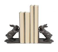Remenna Rabbit Bookends, Cast Iron, Pair, Antique Black