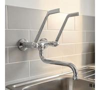 Remer Long Levers + 's' Spout Chromed Wall Mounted Mixer Tap Faucet Disabled Mobility