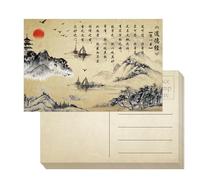 Remerabel 30 Pcs Asian Art Vintage Postcards Card 4x6 inch Ancient Chinese Calligraphy Paintings《Tao Te Ching 》Oriental metaphysics Postcards for Mailing Laozi's famous quote