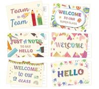 Remerabel 60 Pcs Welcome to Our Class Hello Postcards 4 x 6 Inch Back to School Blank Welcome Greeting Cards for Office School Kids Adults Teacher Students Team Supplies
