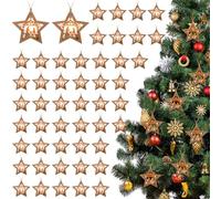 Remerry 100 Pcs Christmas Nativity Scene Ornament, The Birth of Jesus Decoration Star Shaped Wooden Hanging Ornament Christian Religious Gift for Xmas Tree Decoration
